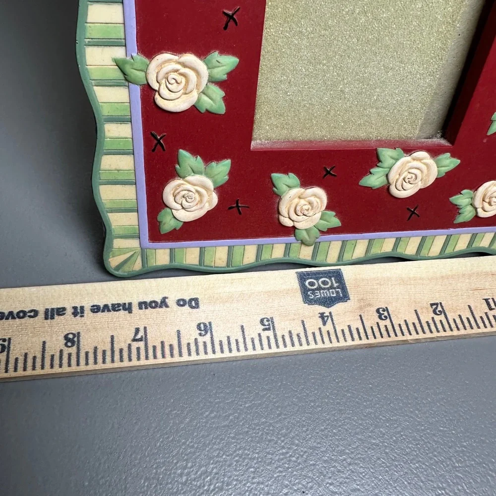 Mary Engelbreit Garden Party Roses Frame‎ Burgundy Floral Accent Tabletop